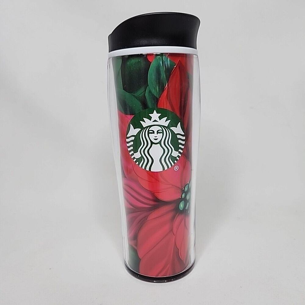 2020 Starbucks Christmas Poinsettias Travel Tumbler 16oz Coffee Tea with Lid